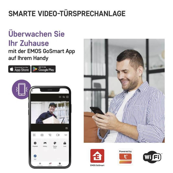 Emos Video-Türsprechanlage GoSmart IP-750A Set WiFi SD-Karte Cloud H4020
