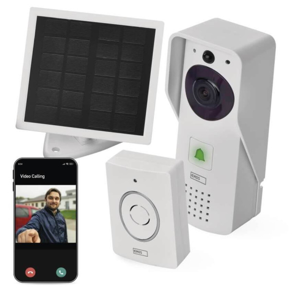 Emos Video-Türklingel GoSmart IP-09D WiFi Solarpanel IP44 H4030