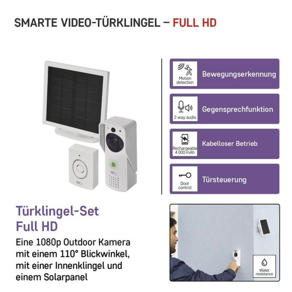 Emos Video-Türklingel GoSmart IP-09D WiFi Solarpanel IP44 H4030
