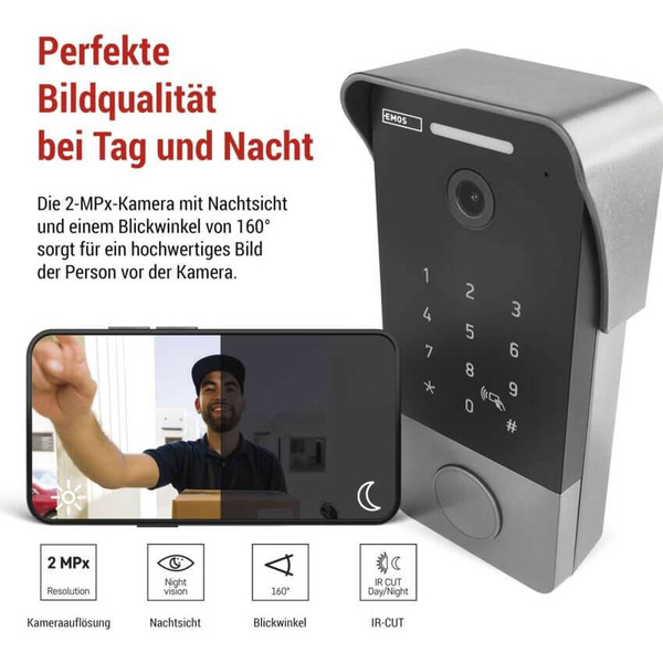 Emos Video-Türklingel GoSmart IP-21PoE mit Keypad PoE IP44 H4034