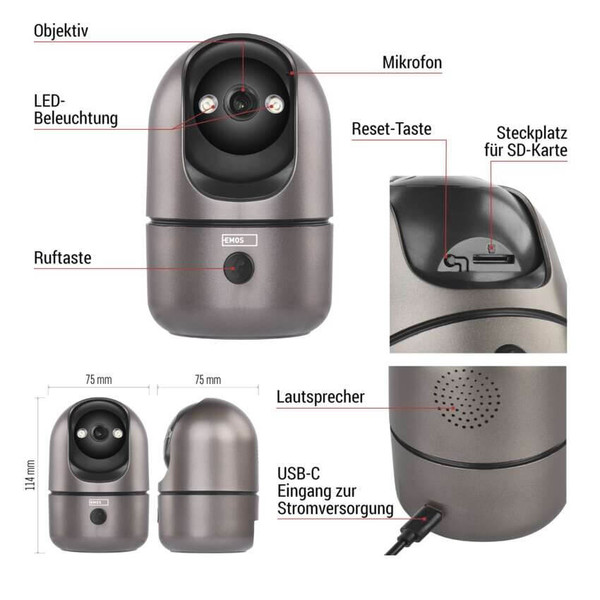 Emos IP-Kamera GoSmart IP-220W PTZ WiFi Innen H4062