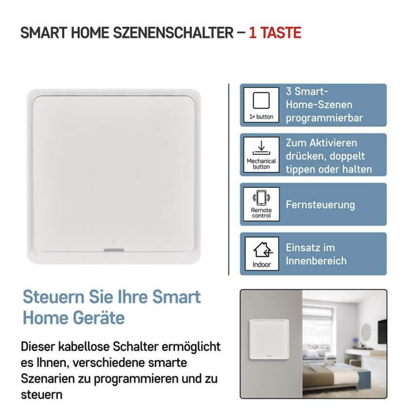 Emos GoSmart Portabler Szenenschalter IP-2001ZW ZigBee 3.0 1 Taste Weiß H5011
