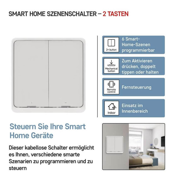 Emos GoSmart Portabler Szenenschalter IP-2002ZW ZigBee 3.0 2 Tasten Weiß H5012