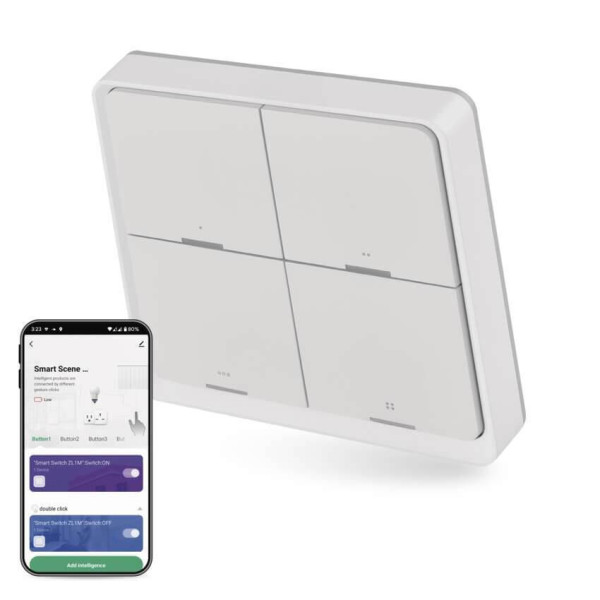 Emos GoSmart Portabler Szenenschalter IP-2004ZW ZigBee 3.0 4 Tasten Weiß H5013
