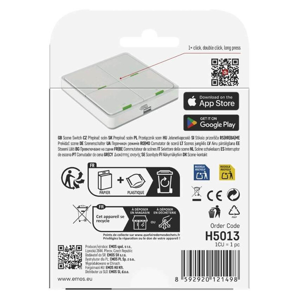 Emos GoSmart Portabler Szenenschalter IP-2004ZW ZigBee 3.0 4 Tasten Weiß H5013