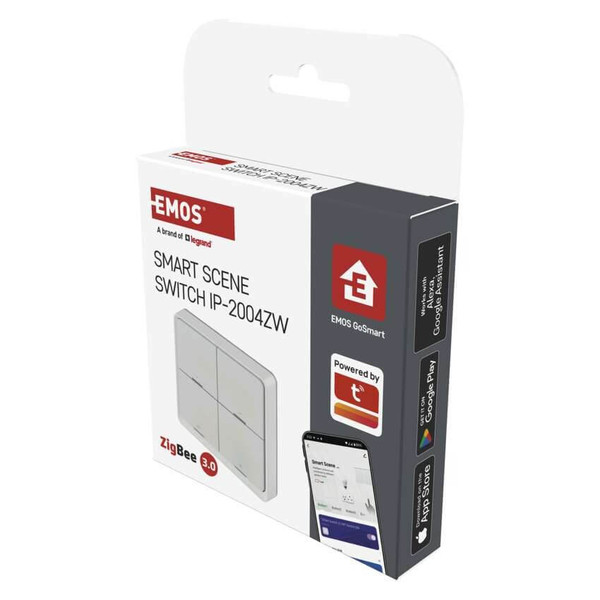 Emos GoSmart Portabler Szenenschalter IP-2004ZW ZigBee 3.0 4 Tasten Weiß H5013