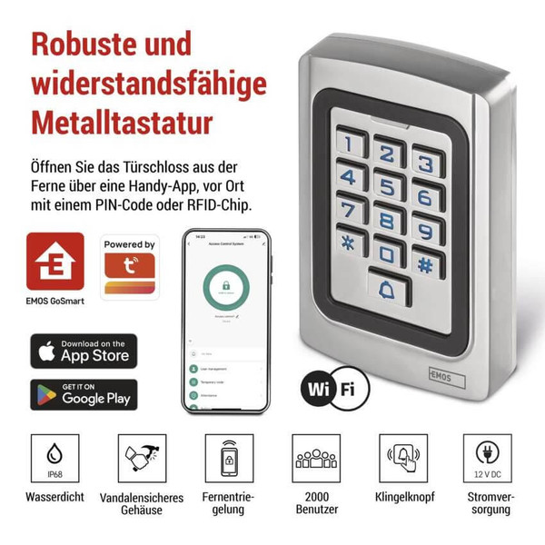 Emos Codeschloss GoSmart Metall IP-006AX WiFi 1000 Codes H5023