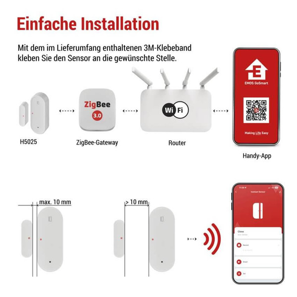 Emos GoSmart Tür-Fenster-Sensor GoSmart magnetisch IP-2011Z ZigBee H5025