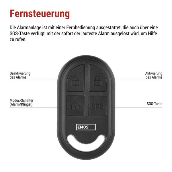 Emos Bewegungsalarm EM-125L PROTECTOR PIR RF Schwarz H8106