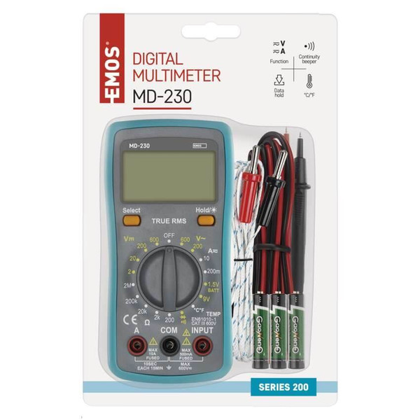 Emos Multimeter MD-230 600V 10A mit Temperaturmessung M0230
