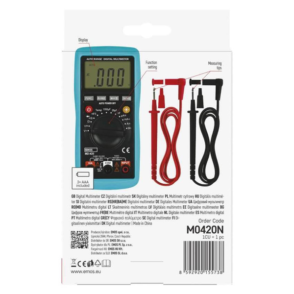 Emos Multimeter 300V 10A MD-420 mit Zangenfunktion M0420N
