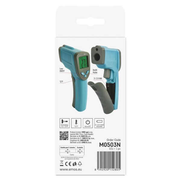 Emos Infrarot-Thermometer Infrarot berührungslos ±2% Genauigkeit M0503N