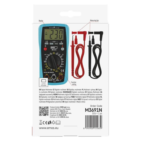 Emos Multimeter 300V 10A MD-410 mit Temperaturmessung M3691N