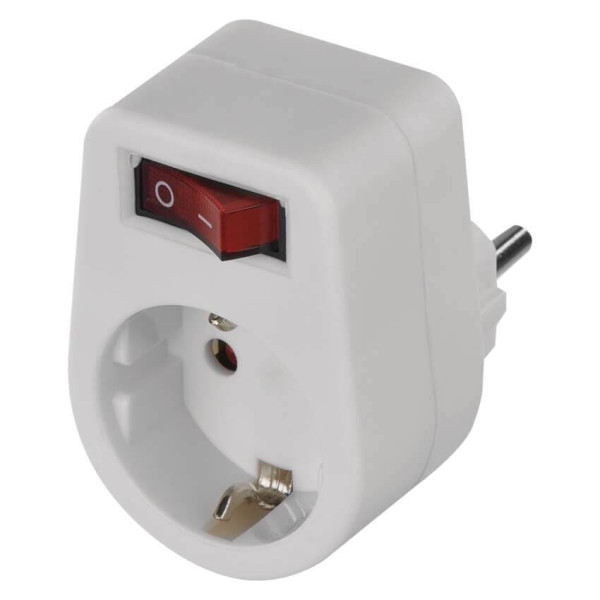 Emos Steckdosenadapter rund mit Schalter Weiß P00262