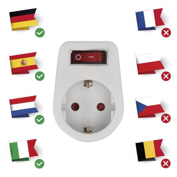 Emos Steckdosenadapter rund mit Schalter Weiß P00262
