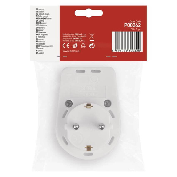 Emos Steckdosenadapter rund mit Schalter Weiß P00262