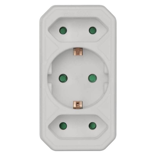 Emos Steckdosenadapter 2x Euro+1x Schutzkontakt Weiß P00272