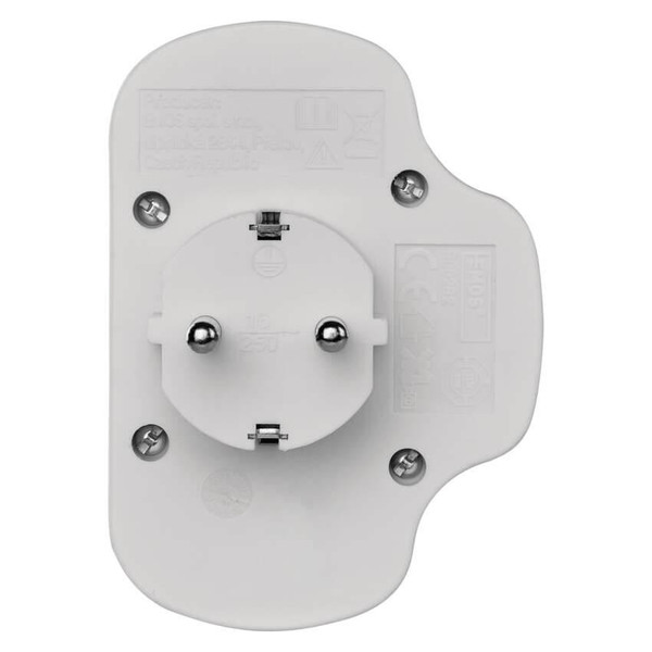 Emos Steckdosenadapter 2x Euro+1x Schutzkontakt mit Schalter Weiß P00282