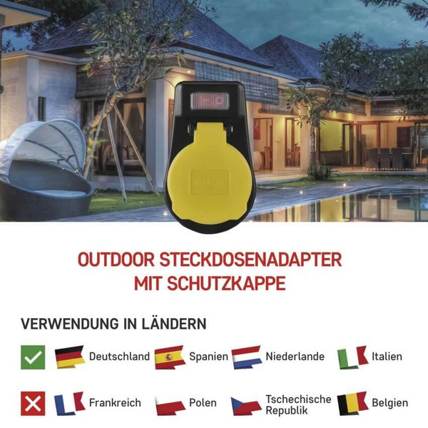 Emos Steckdosenadapter 1-fach mit Schalter IP44 Schwarz P00292