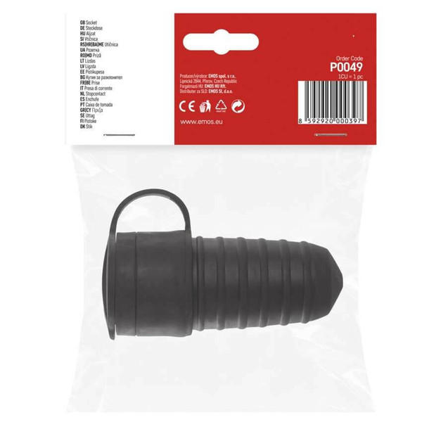 Emos Steckdosenadapter Gummi IP44 Schwarz P0049