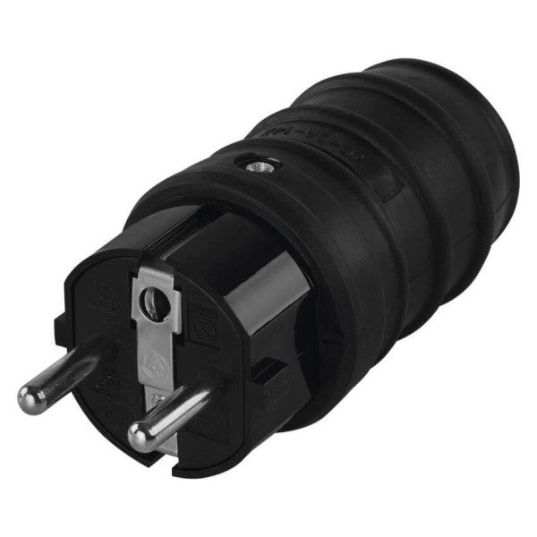 Emos Steckdosenadapter Gummistecker IP44 16A Schwarz P0050