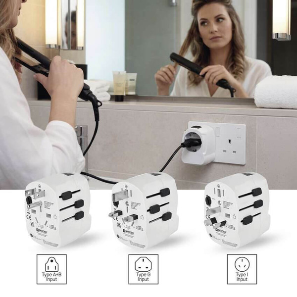 Emos Reiseadapter für Europäer weltweit USB-A+USB-C 24W Weiß P0056U