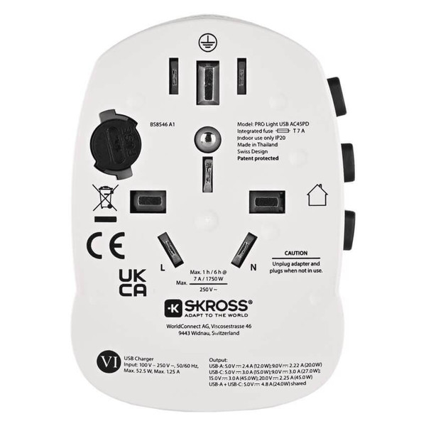 Emos Reiseadapter für Europäer weltweit USB-A+USB-C 24W Weiß P0056U