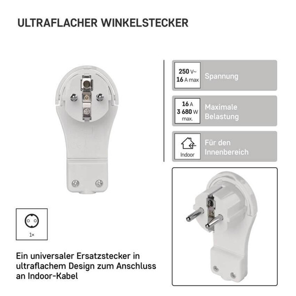 Emos Steckdosenadapter Winkelstecker extra flach 16A Weiß P0066