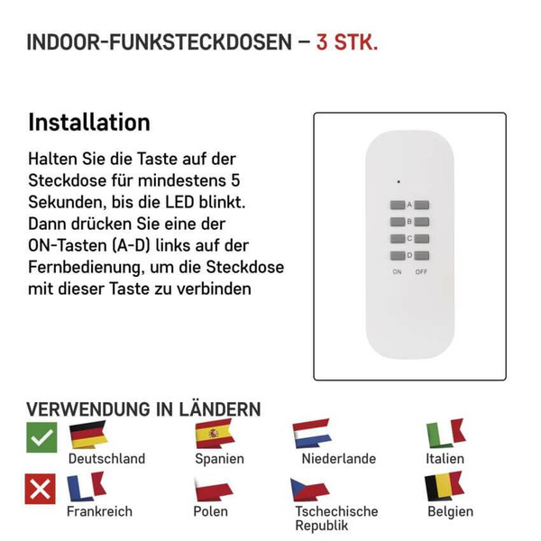 Emos Steckdosenadapter mit Fernbedienung bis 4 Steckdosen 25m P0069