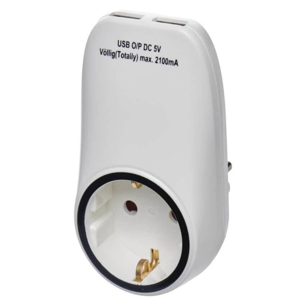 Emos Steckdosenadapter 1-fach mit 2xUSB Weiß P0072