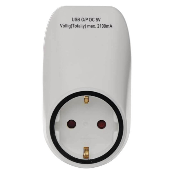 Emos Steckdosenadapter 1-fach mit 2xUSB Weiß P0072