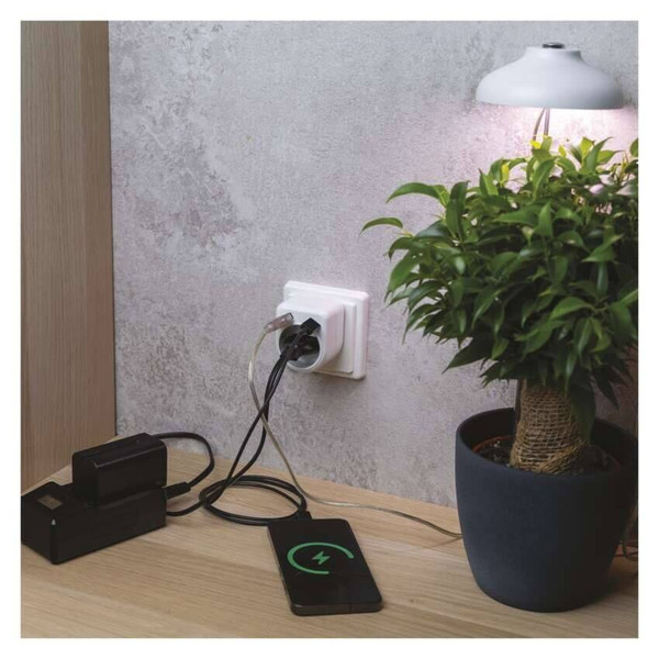 Emos Steckdosenadapter 1-fach USB-A+USB-C Weiß P0075