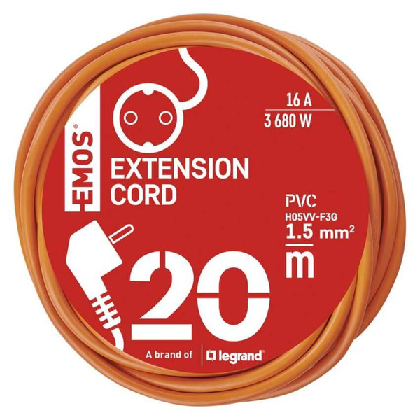 Emos Verlängerungskabel Außen 20m 1,5mm² Orange PVC P01220R