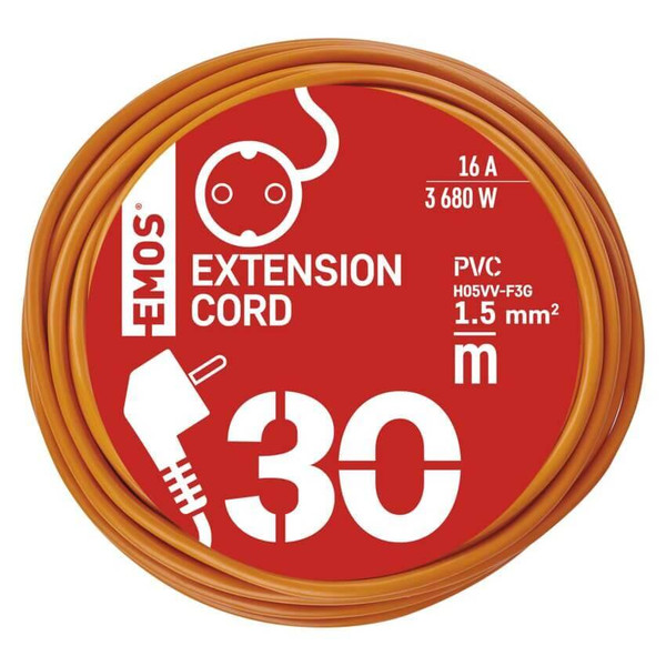 Emos Verlängerungskabel Außen 30m 1,5mm² Orange PVC P01230R