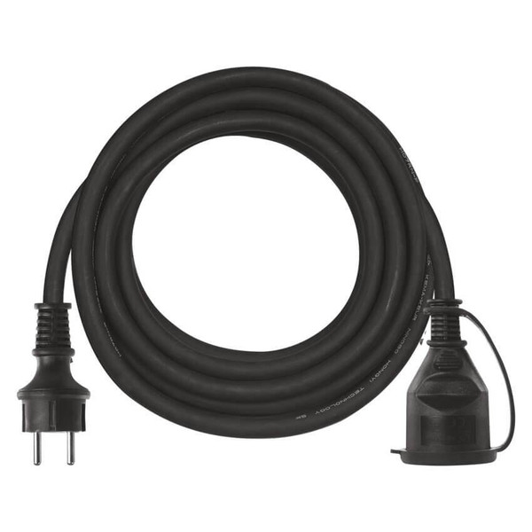 Emos Verlängerungskabel Außen 5m 1,5mm² Schwarz Gummi IP44 P01805