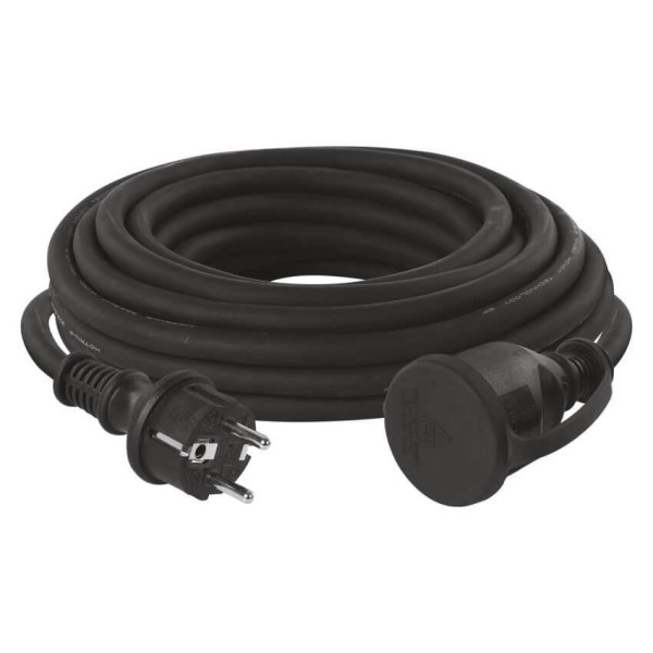 Emos Verlängerungskabel Außen 10m 1,5mm² Schwarz Gummi IP44 P01810
