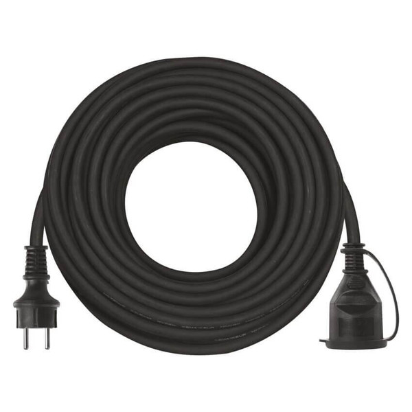Emos Verlängerungskabel Außen 20m 1,5mm² Schwarz Gummi IP44 P01820