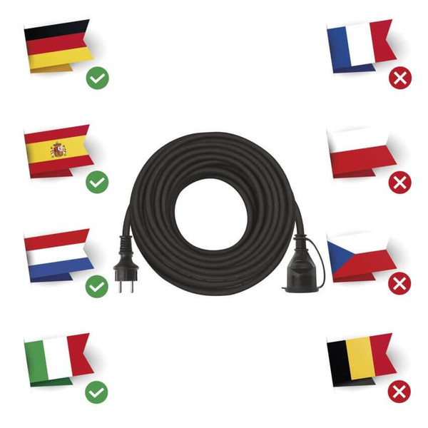 Emos Verlängerungskabel Außen 20m 1,5mm² Schwarz Gummi IP44 P01820