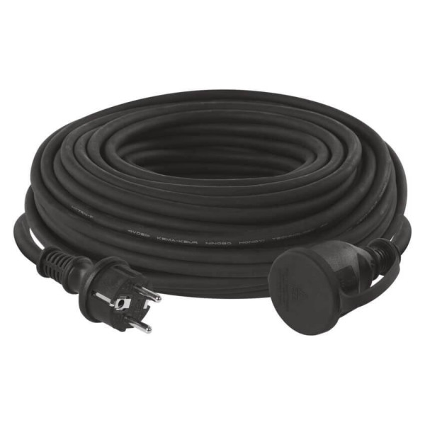 Emos Verlängerungskabel Außen 30m 1,5mm² Schwarz Gummi IP44 P01830