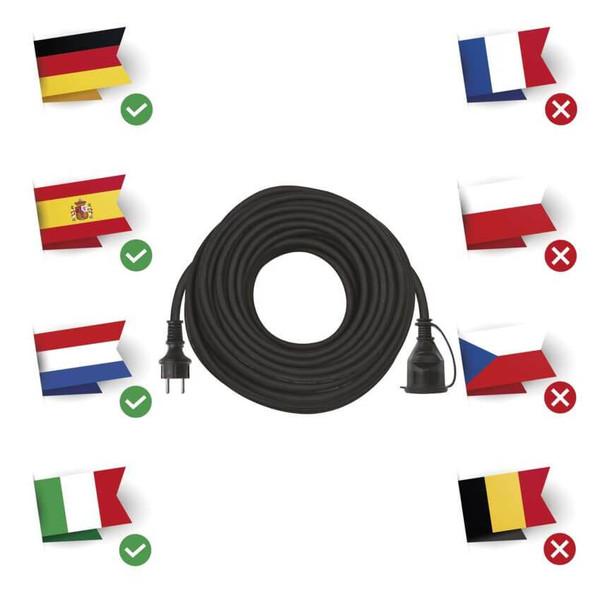 Emos Verlängerungskabel Außen 30m 1,5mm² Schwarz Gummi IP44 P01830
