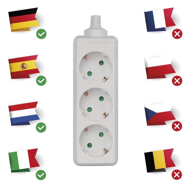 Emos Steckdosenadapter 3-fach ohne Kabel Weiß P0320