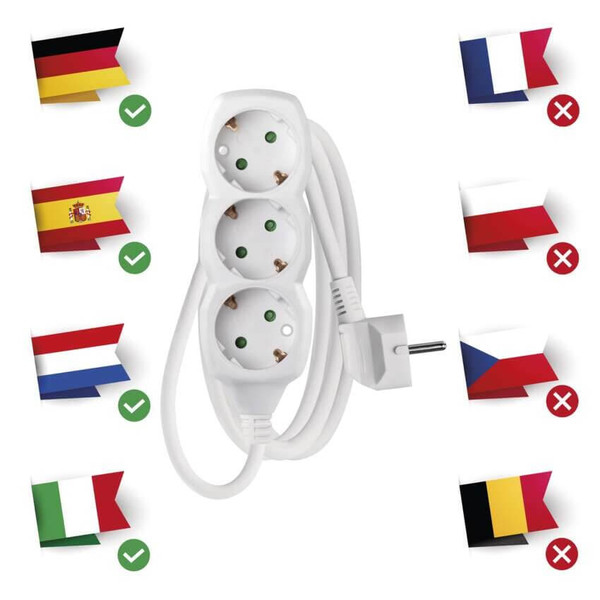 Emos Steckdosenleiste 3-fach 1,5m Weiß PVC P0321R