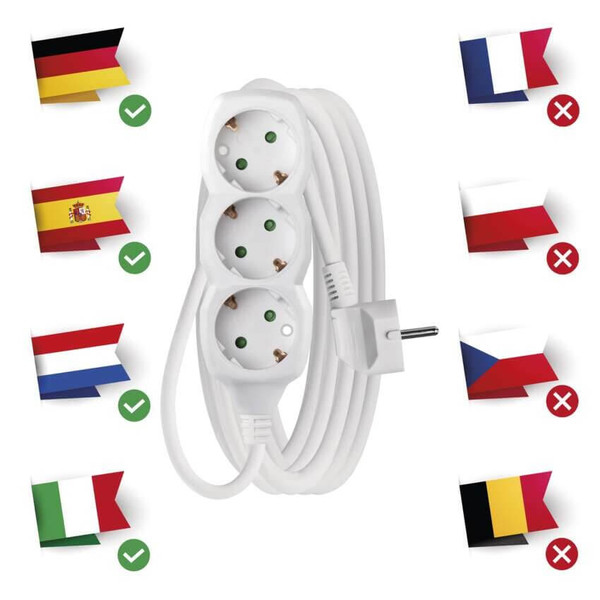 Emos Steckdosenleiste 3-fach 3m Weiß PVC P0323R