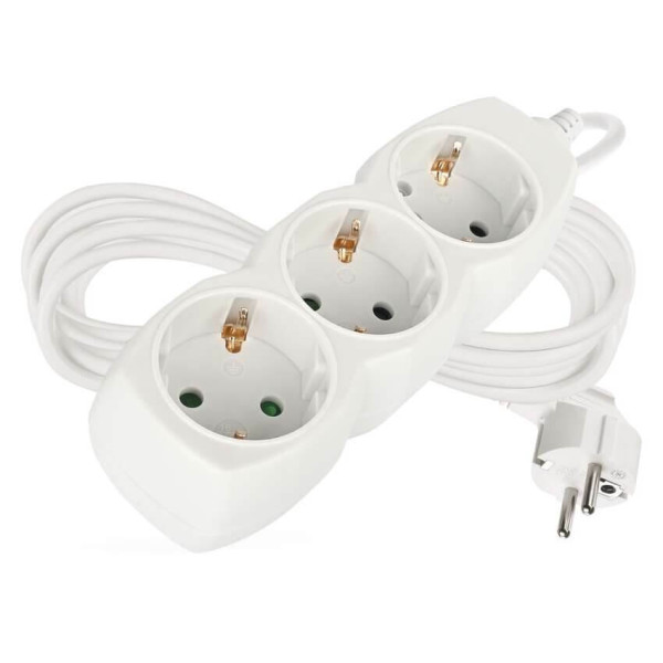 Emos Steckdosenleiste 3-fach 5m Weiß PVC P0325R