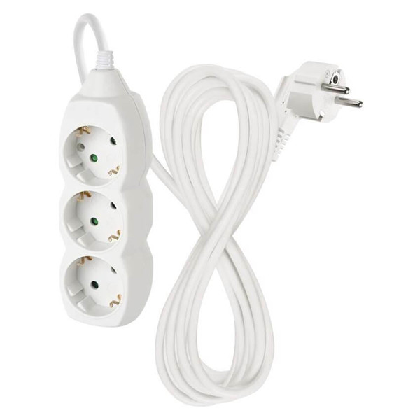 Emos Steckdosenleiste 3-fach 5m Weiß PVC P0325R