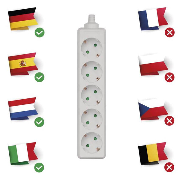 Emos Steckdosenadapter 5-fach ohne Kabel Weiß P0520