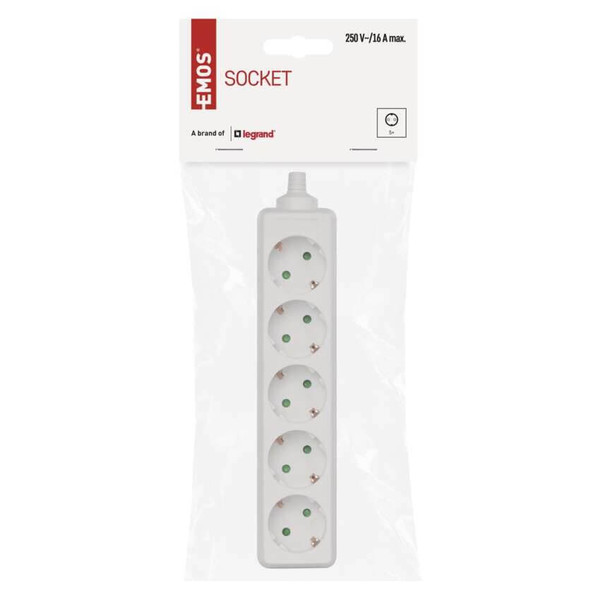 Emos Steckdosenadapter 5-fach ohne Kabel Weiß P0520