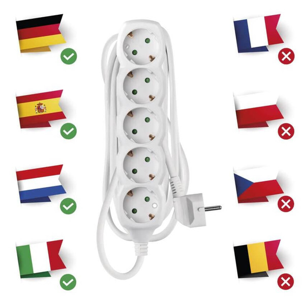 Emos Steckdosenleiste 5-fach 3m Weiß PVC P0523R