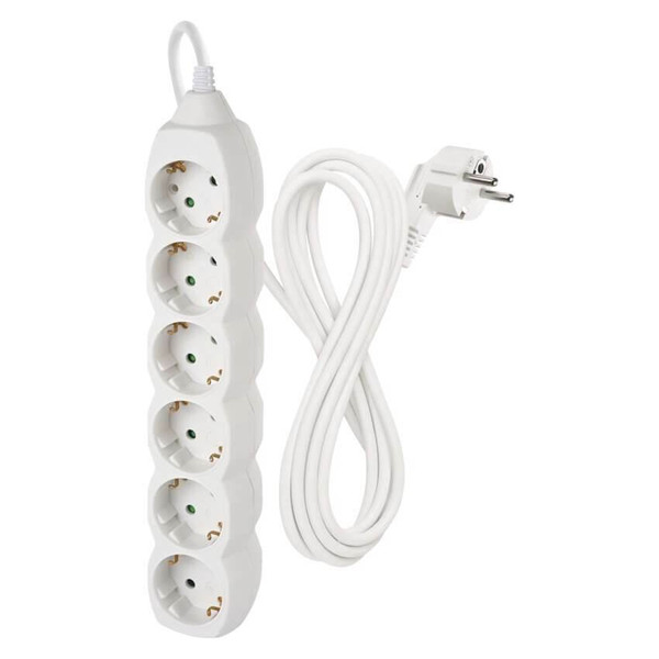 Emos Steckdosenleiste 6-fach 3m Weiß PVC P0623R