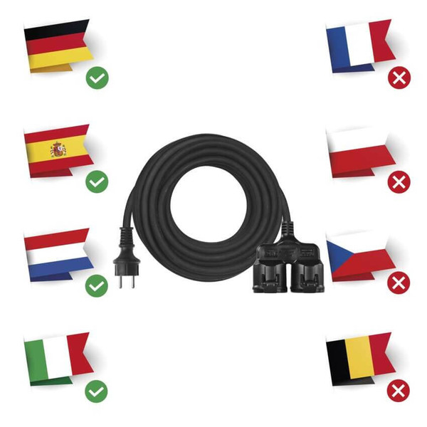 Emos Verlängerungskabel Außen 25m 2-fach 1,5mm² Schwarz Gummi IP44 P0704